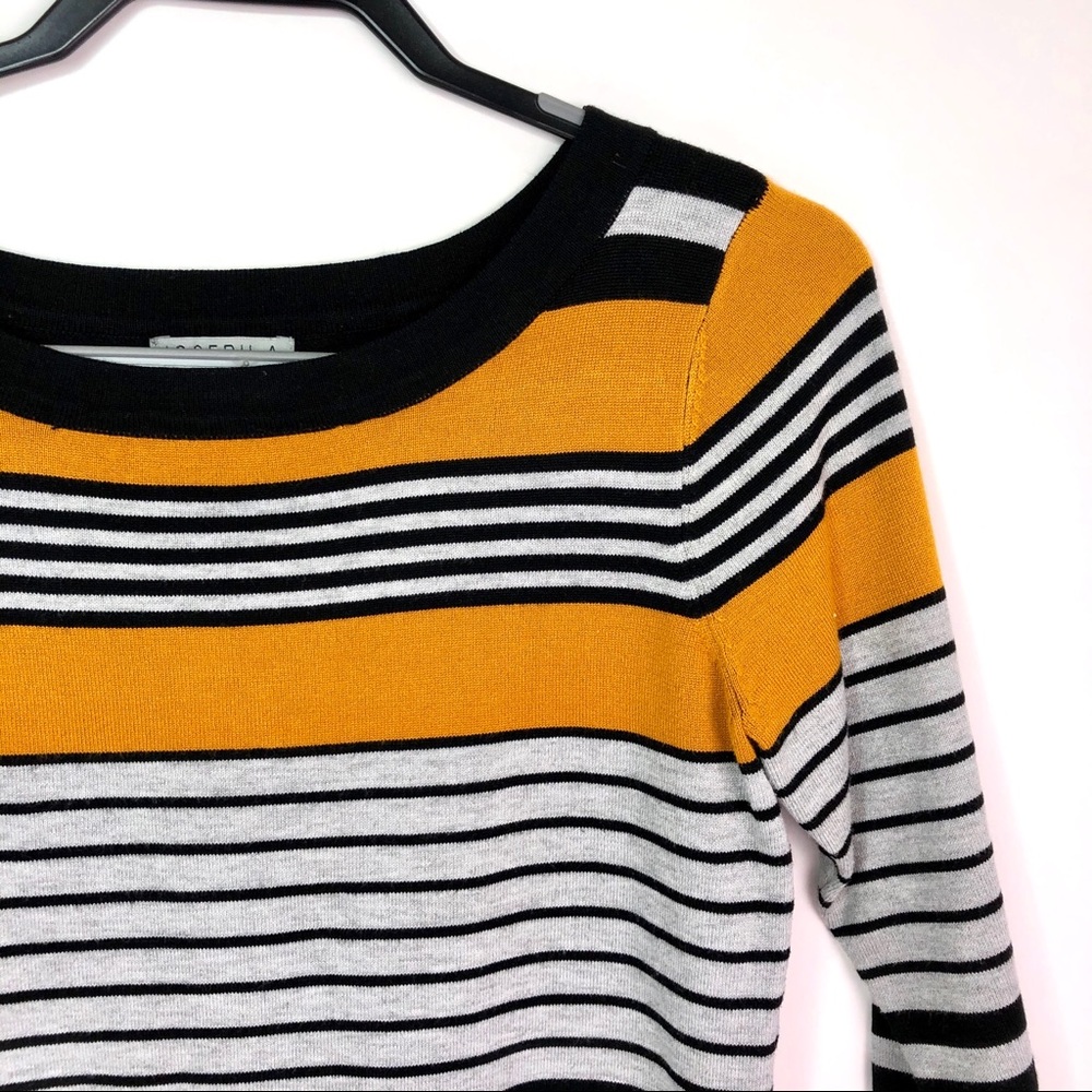 Joesph A striped gold gray and black sweater